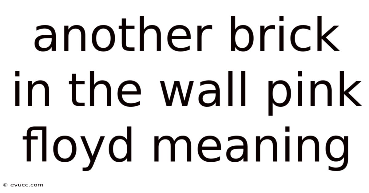 Another Brick In The Wall Pink Floyd Meaning