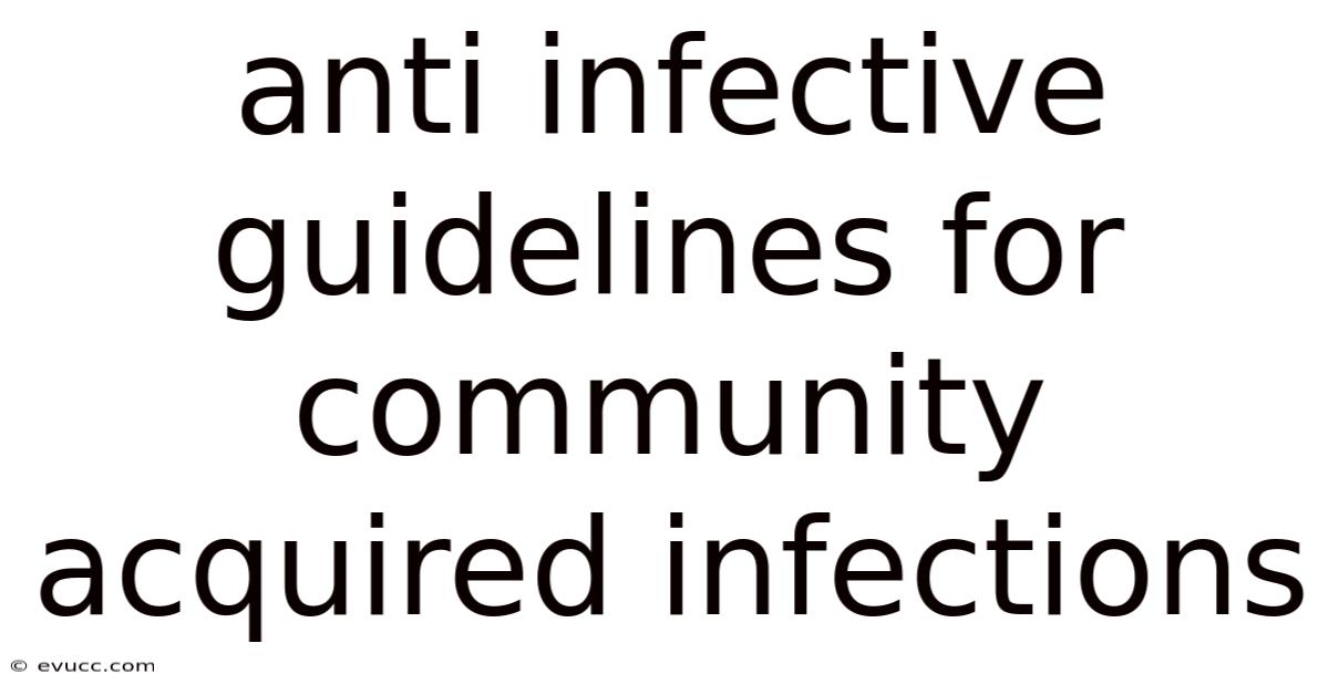 Anti Infective Guidelines For Community Acquired Infections
