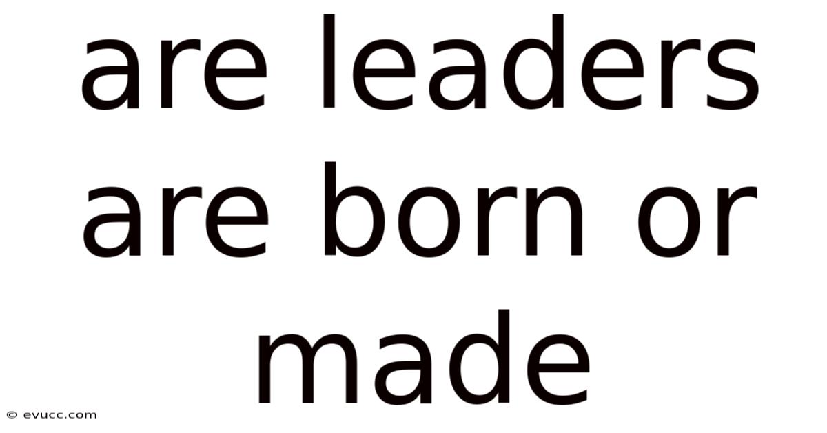 Are Leaders Are Born Or Made