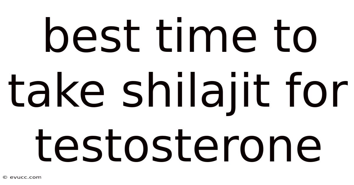 Best Time To Take Shilajit For Testosterone