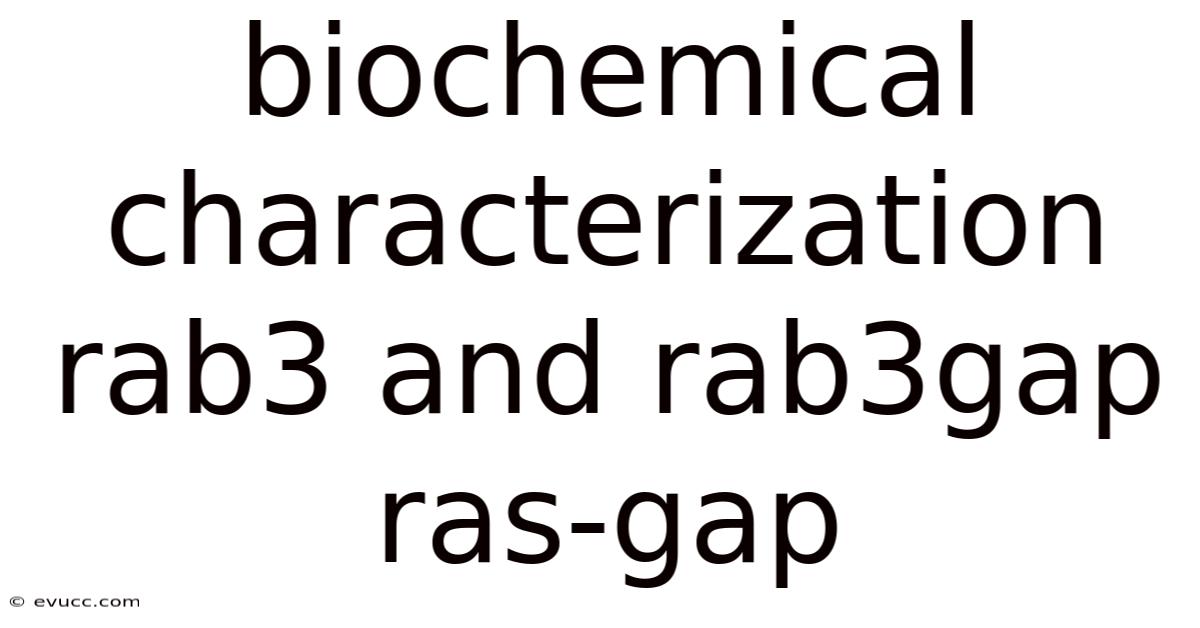 Biochemical Characterization Rab3 And Rab3gap Ras-gap