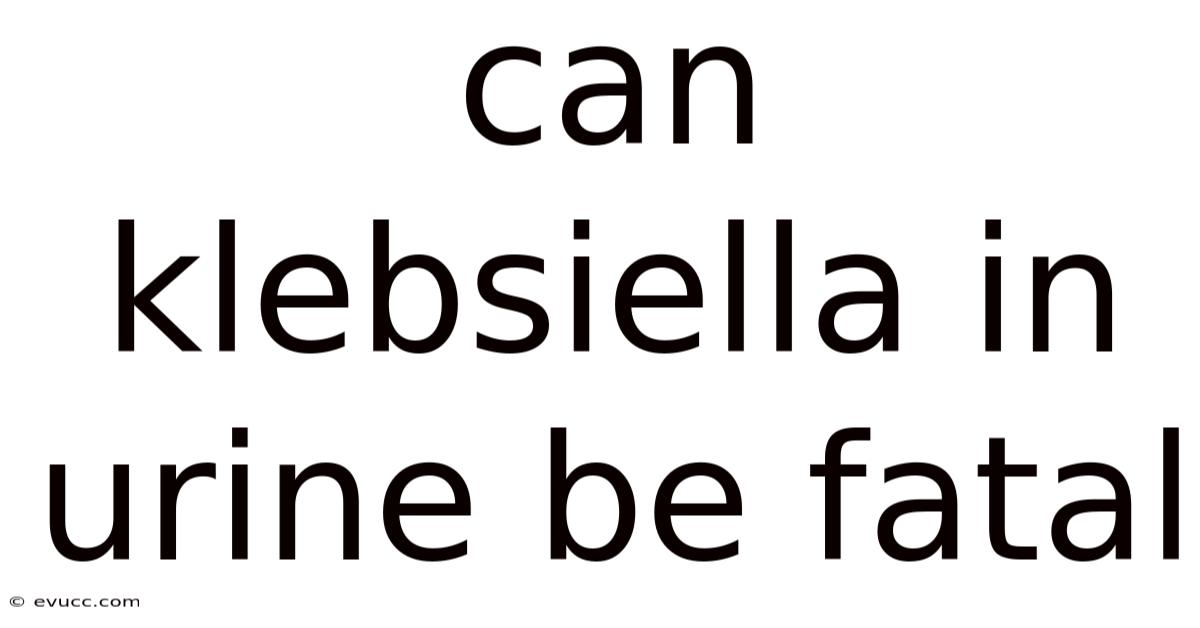 Can Klebsiella In Urine Be Fatal