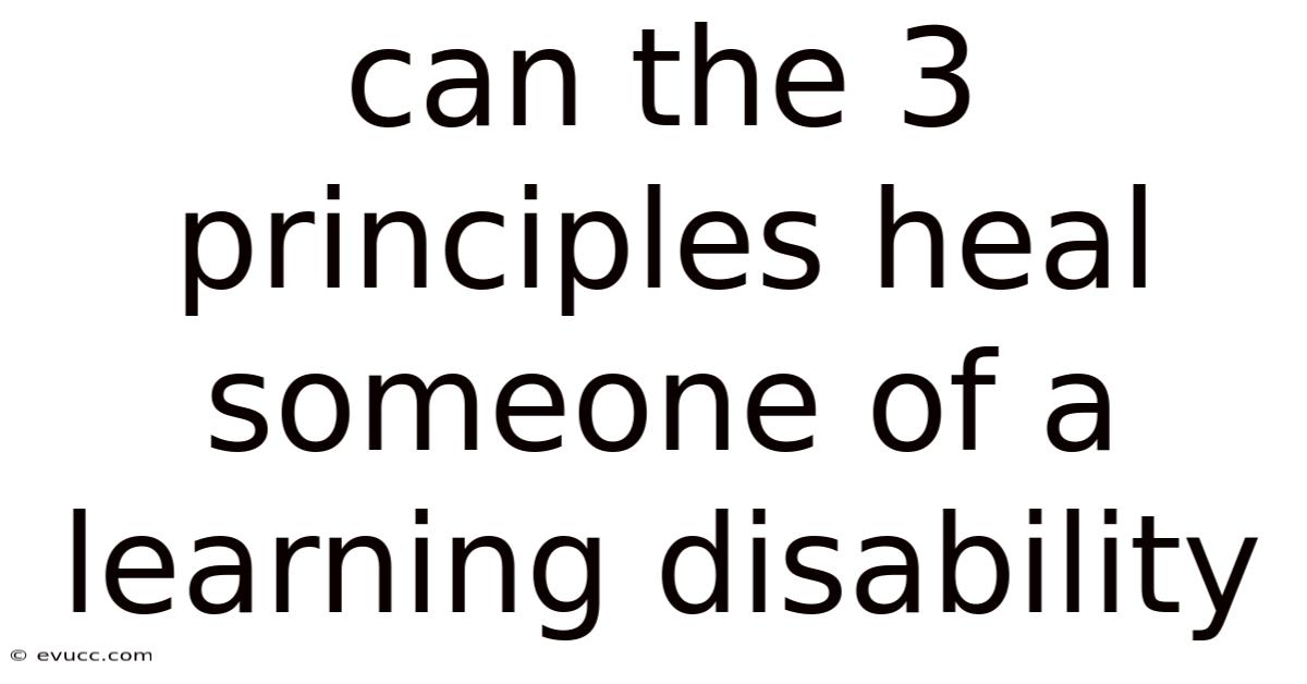 Can The 3 Principles Heal Someone Of A Learning Disability