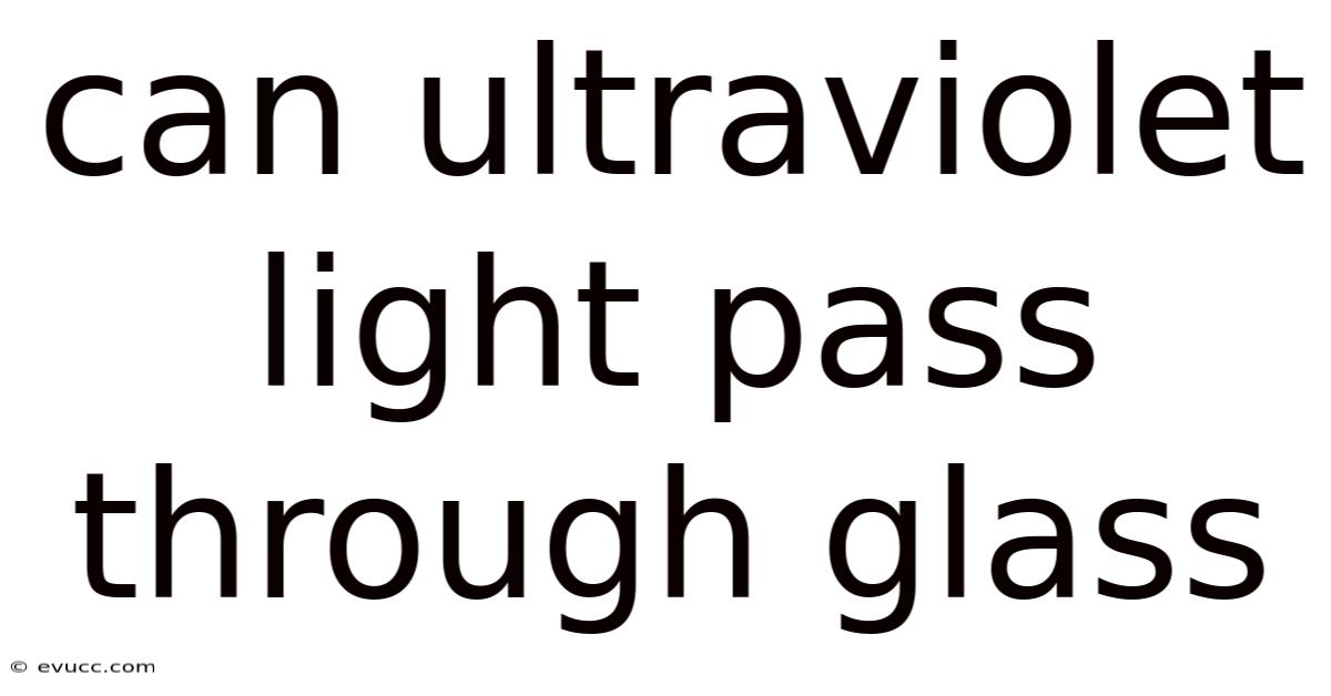 Can Ultraviolet Light Pass Through Glass