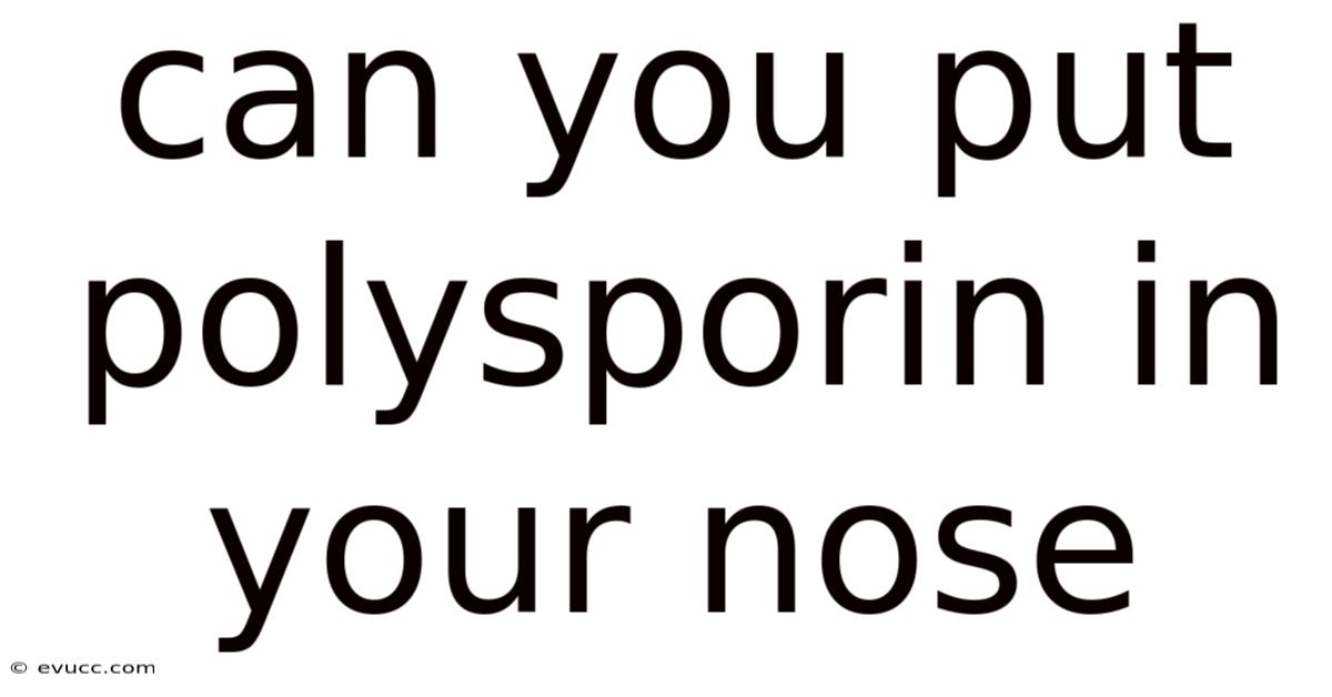 Can You Put Polysporin In Your Nose