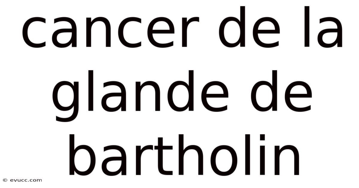 Cancer De La Glande De Bartholin