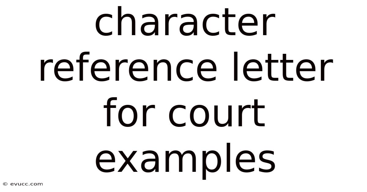 Character Reference Letter For Court Examples