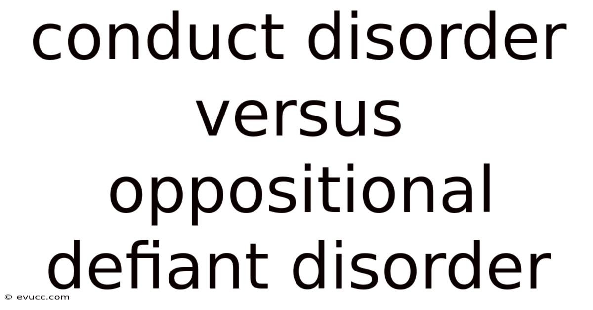 Conduct Disorder Versus Oppositional Defiant Disorder