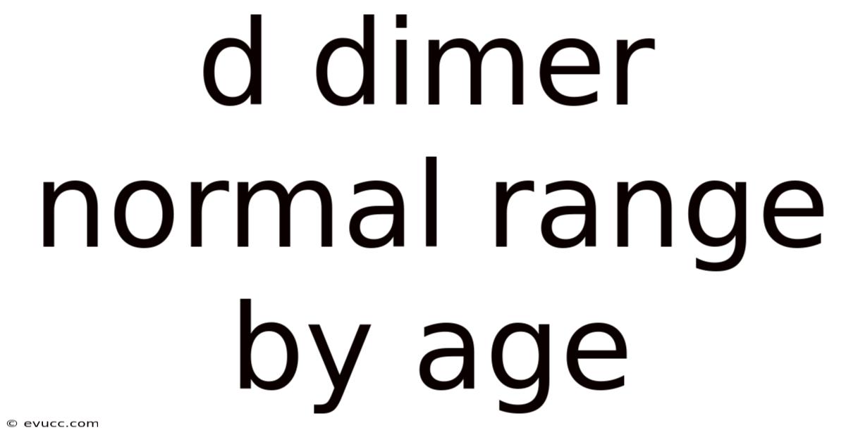 D Dimer Normal Range By Age