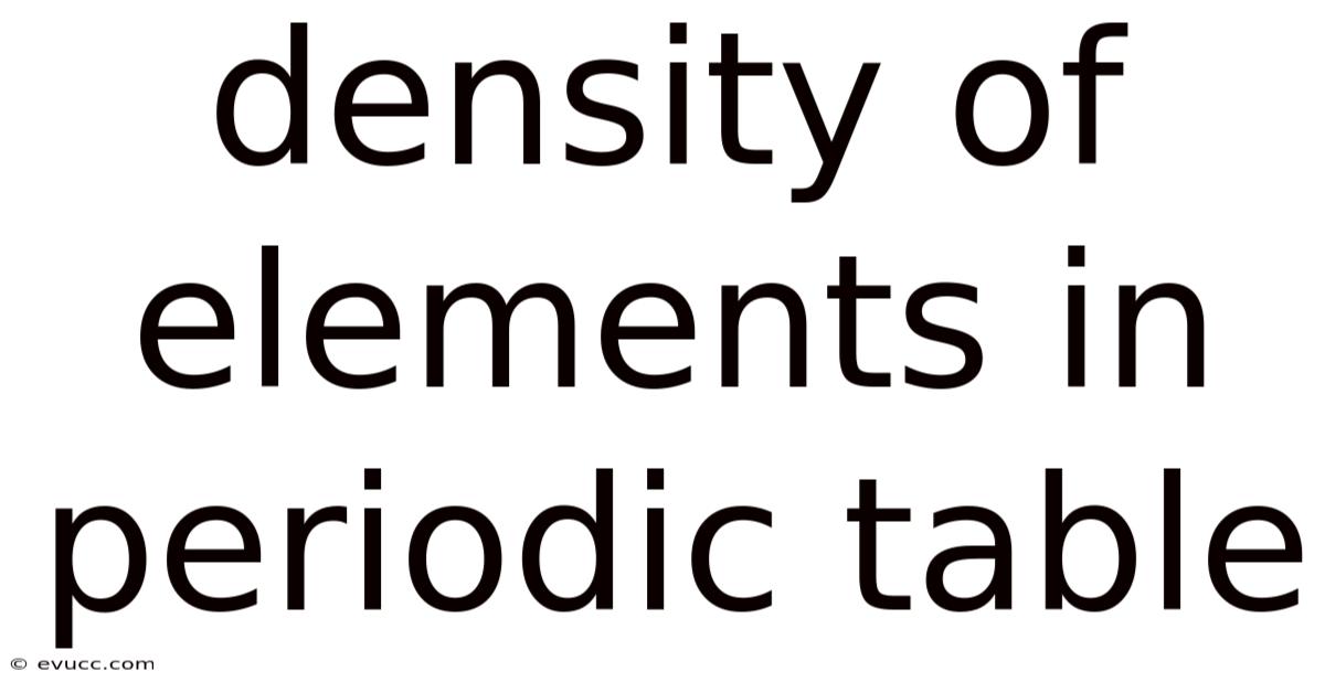 Density Of Elements In Periodic Table