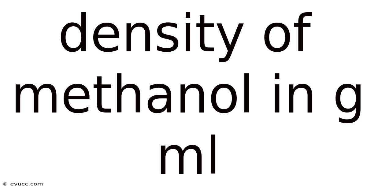 Density Of Methanol In G Ml