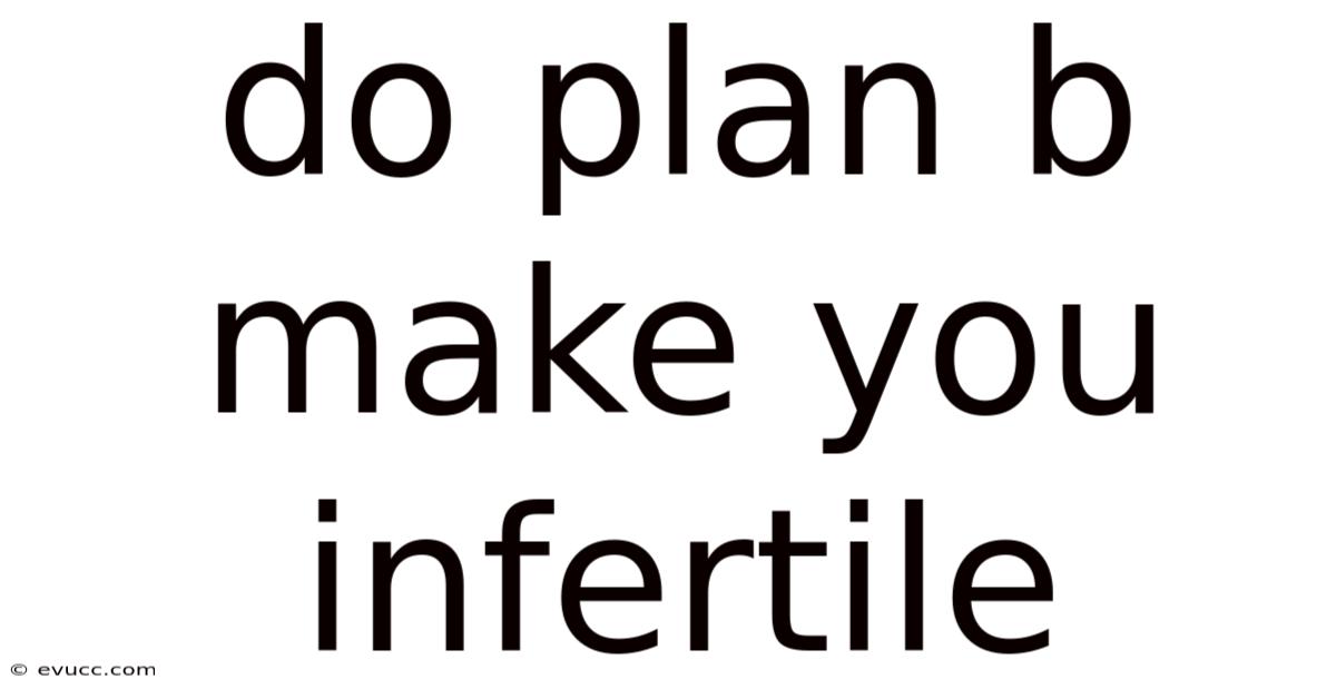 Do Plan B Make You Infertile