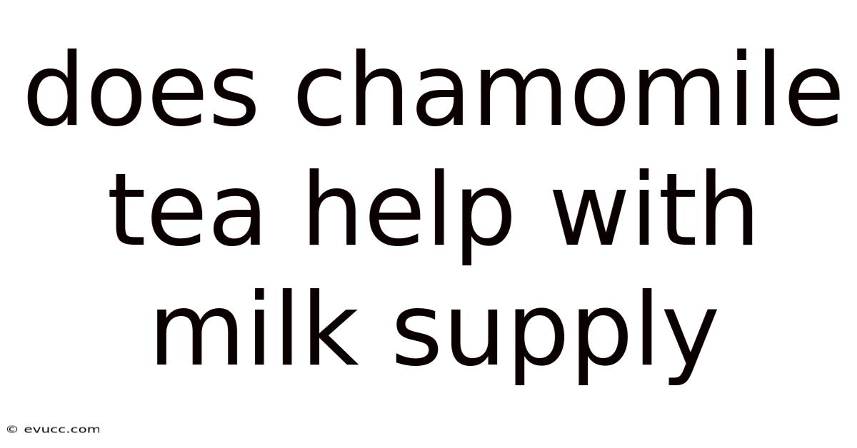 Does Chamomile Tea Help With Milk Supply