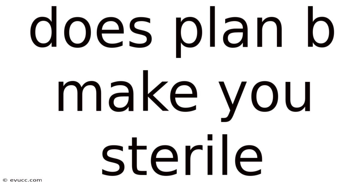 Does Plan B Make You Sterile