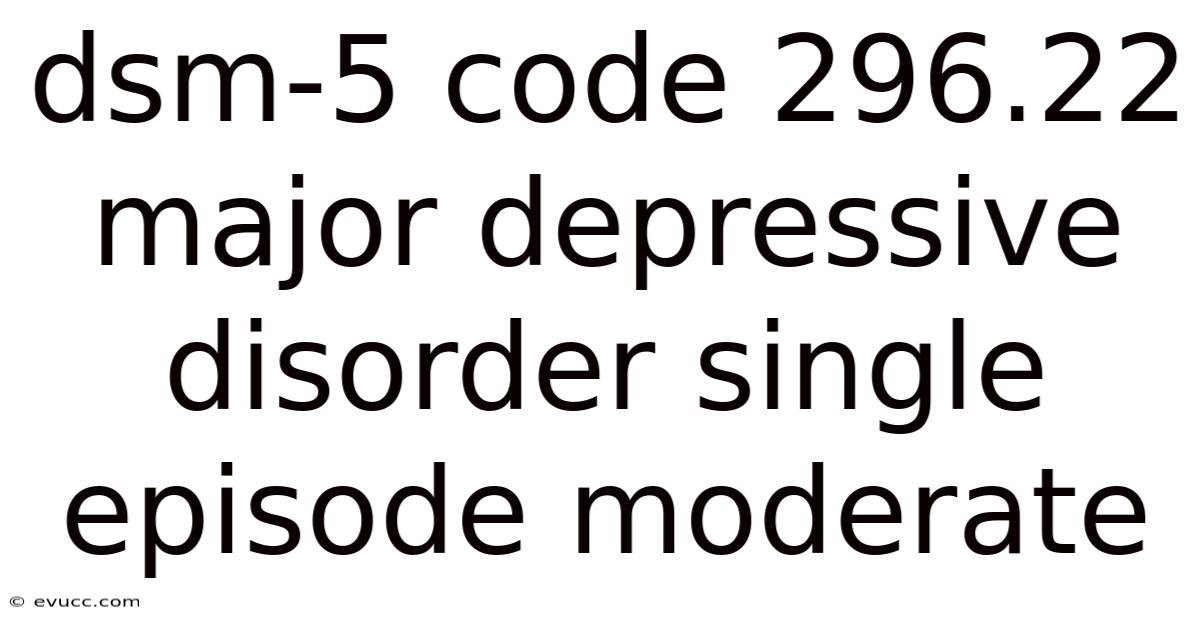 Dsm-5 Code 296.22 Major Depressive Disorder Single Episode Moderate
