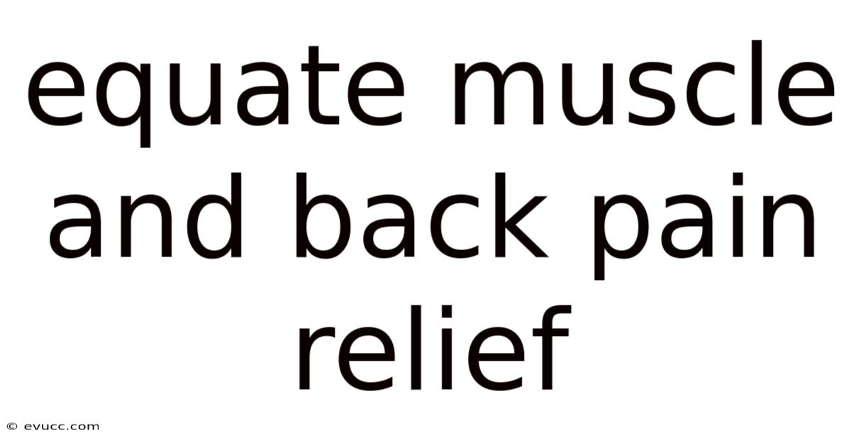 Equate Muscle And Back Pain Relief
