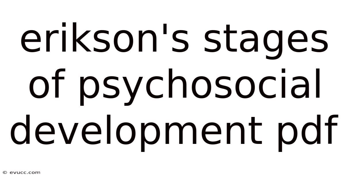 Erikson's Stages Of Psychosocial Development Pdf