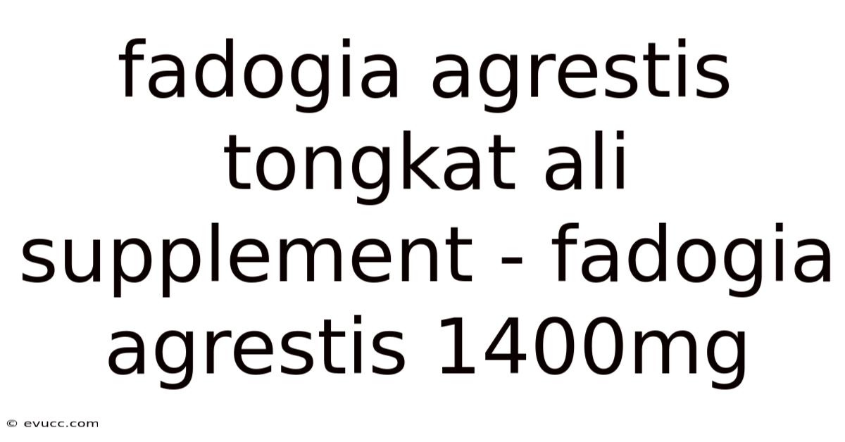 Fadogia Agrestis Tongkat Ali Supplement - Fadogia Agrestis 1400mg
