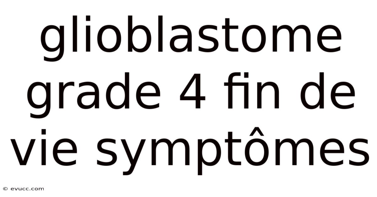 Glioblastome Grade 4 Fin De Vie Symptômes
