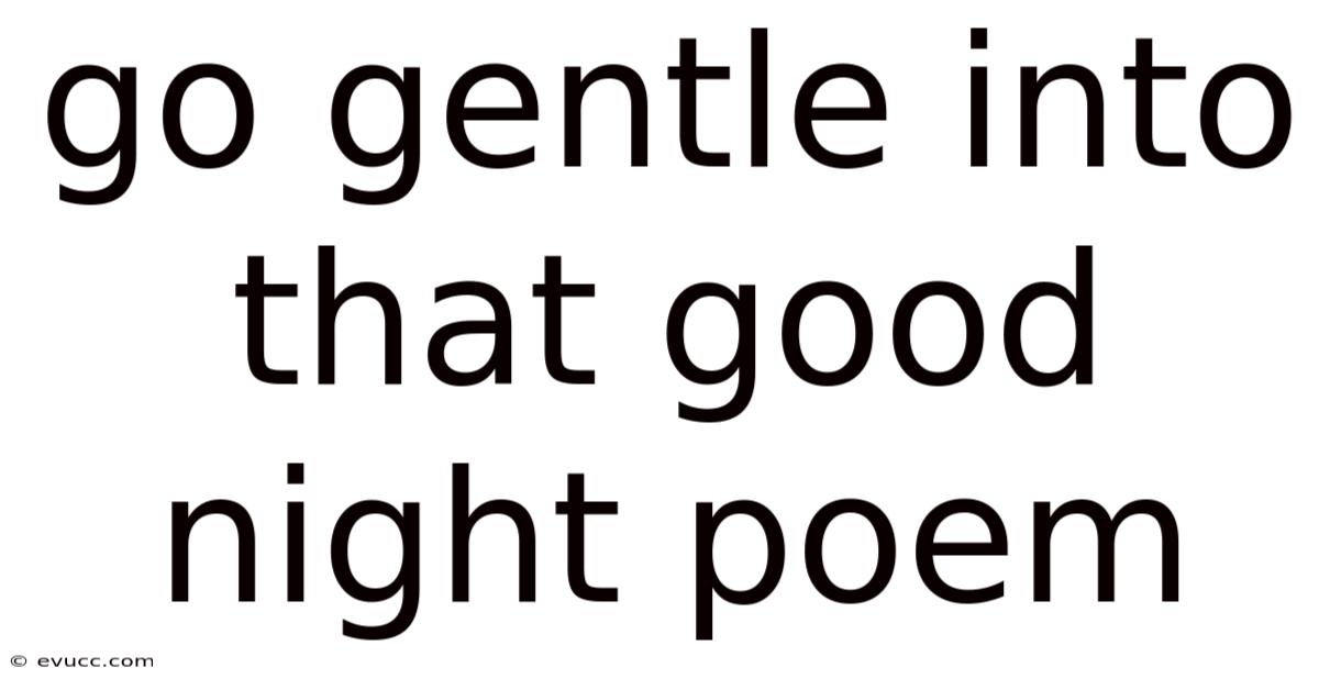 Go Gentle Into That Good Night Poem
