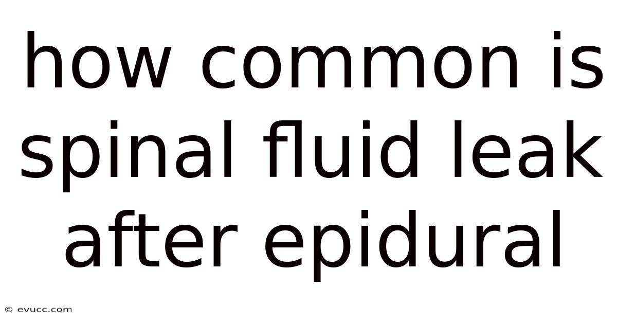 How Common Is Spinal Fluid Leak After Epidural