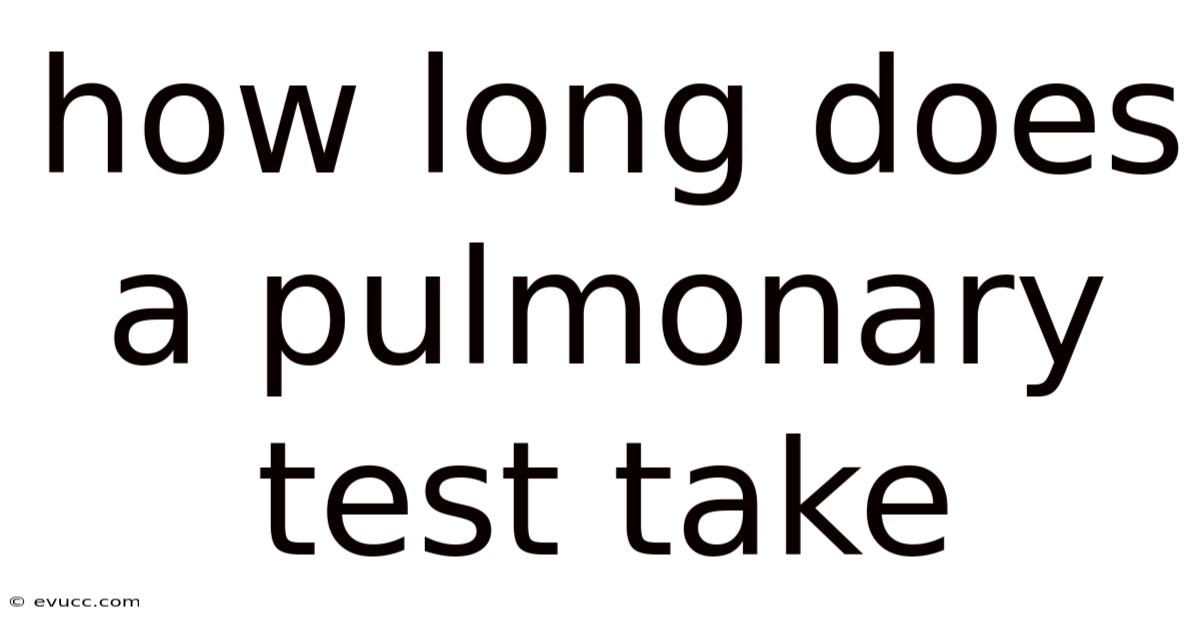 How Long Does A Pulmonary Test Take