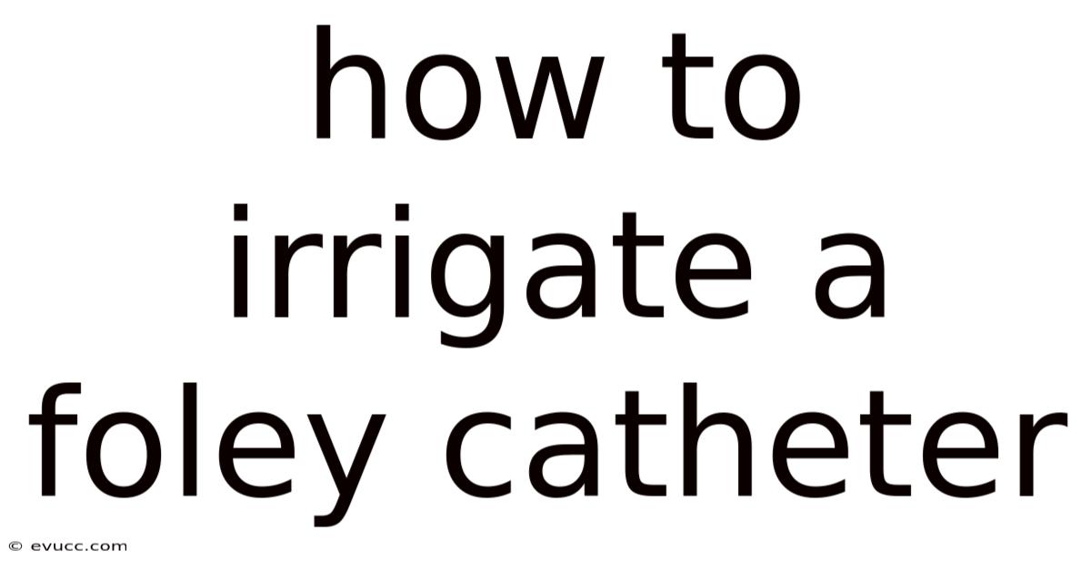 How To Irrigate A Foley Catheter