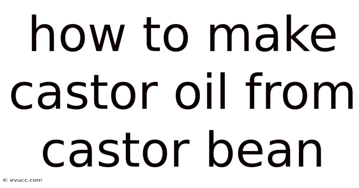How To Make Castor Oil From Castor Bean