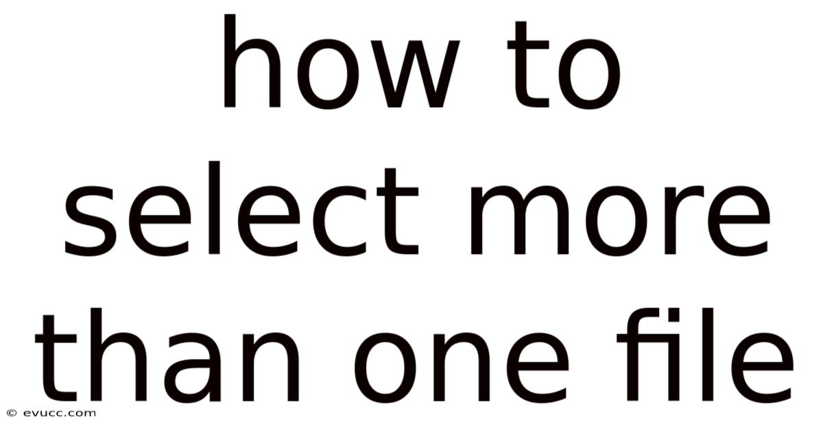 How To Select More Than One File