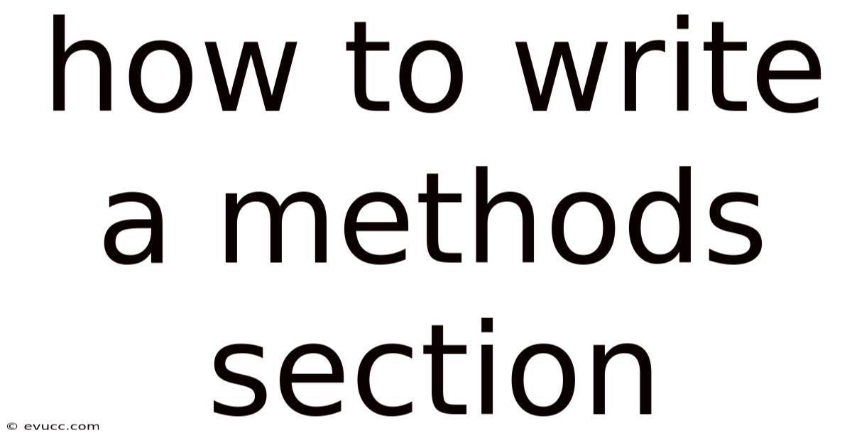 How To Write A Methods Section