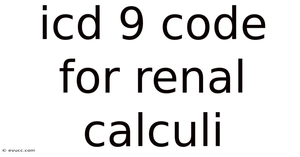 Icd 9 Code For Renal Calculi