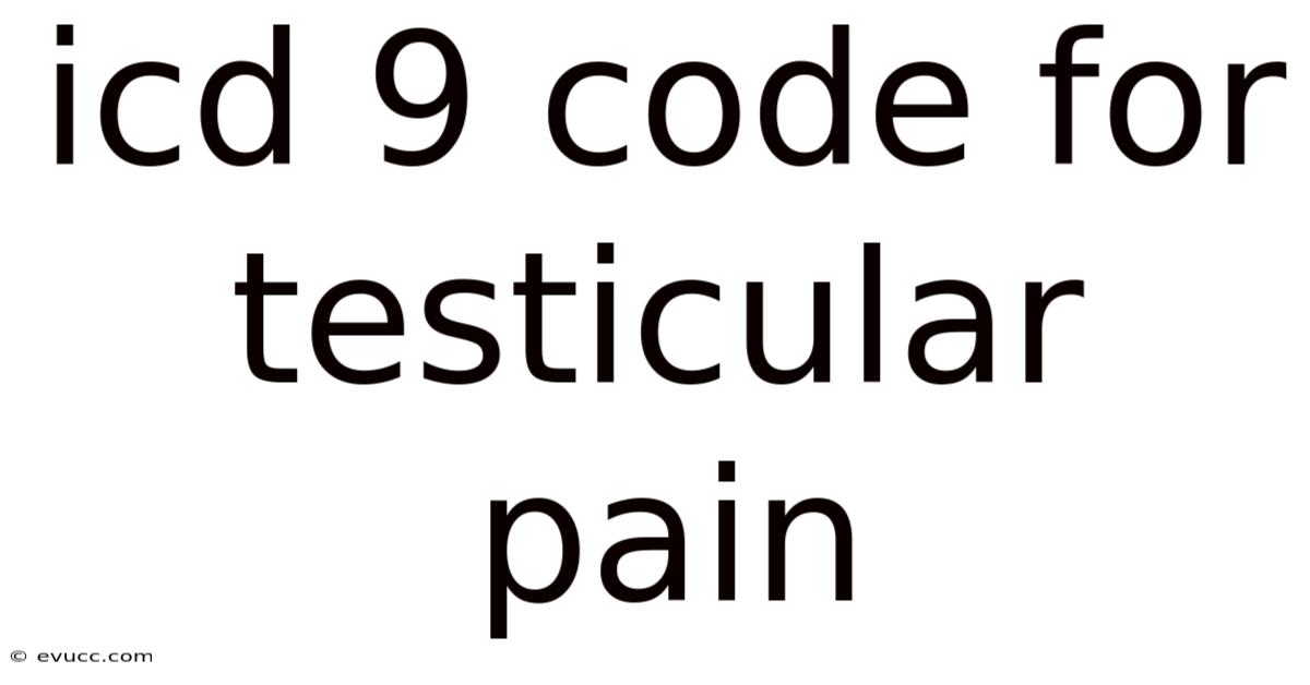 Icd 9 Code For Testicular Pain