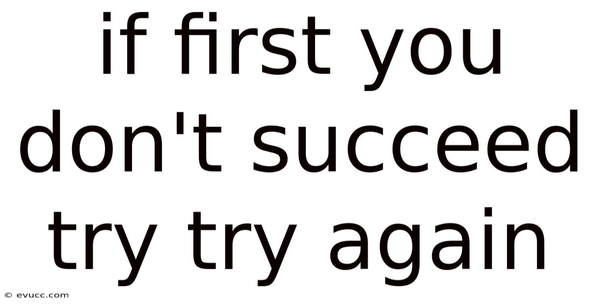 If First You Don't Succeed Try Try Again