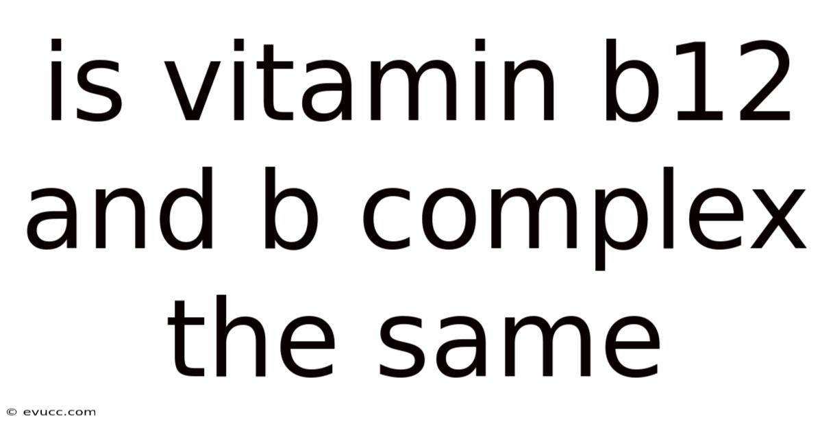 Is Vitamin B12 And B Complex The Same