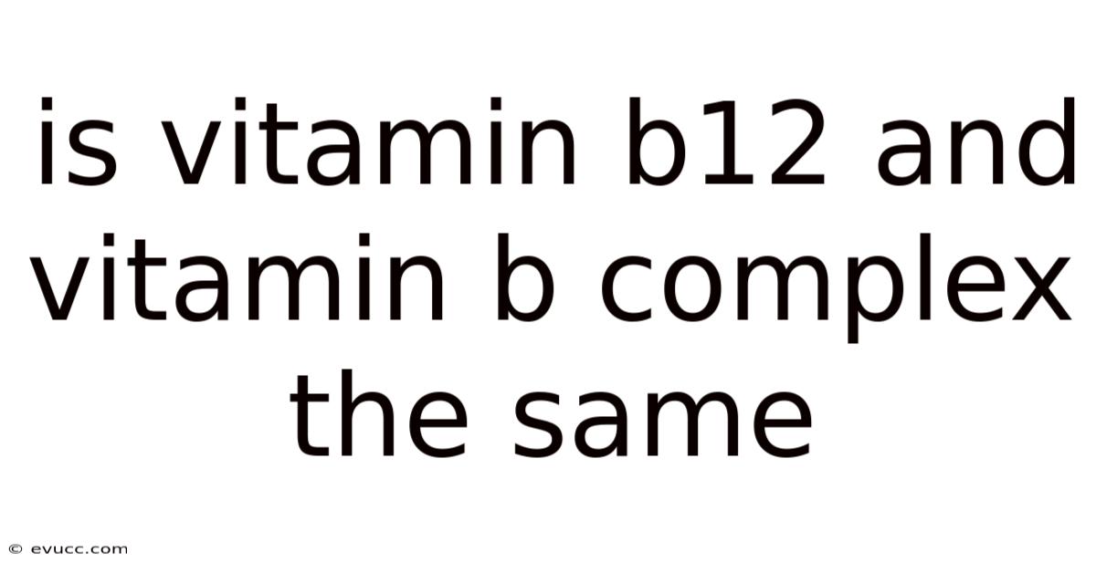Is Vitamin B12 And Vitamin B Complex The Same