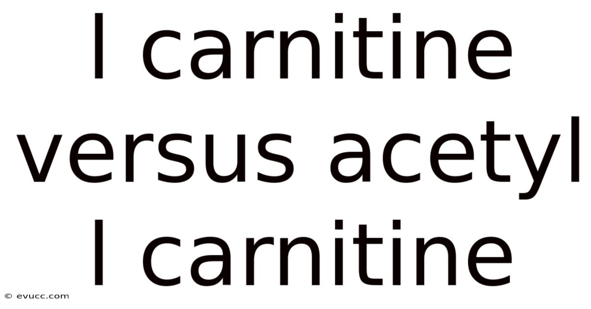L Carnitine Versus Acetyl L Carnitine