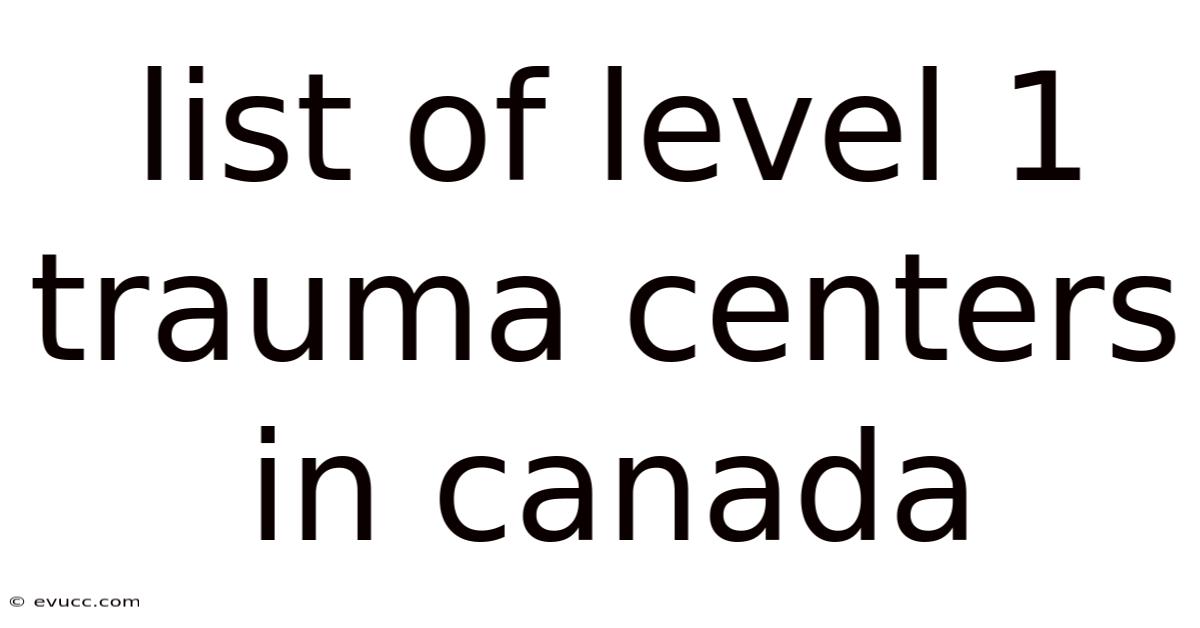 List Of Level 1 Trauma Centers In Canada