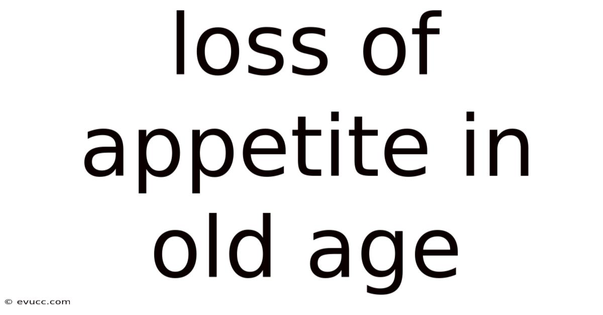 Loss Of Appetite In Old Age