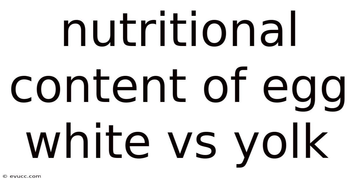 Nutritional Content Of Egg White Vs Yolk