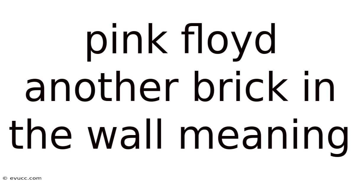 Pink Floyd Another Brick In The Wall Meaning