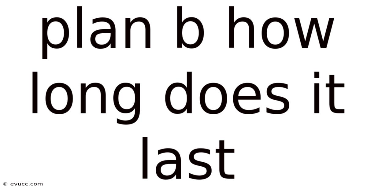 Plan B How Long Does It Last