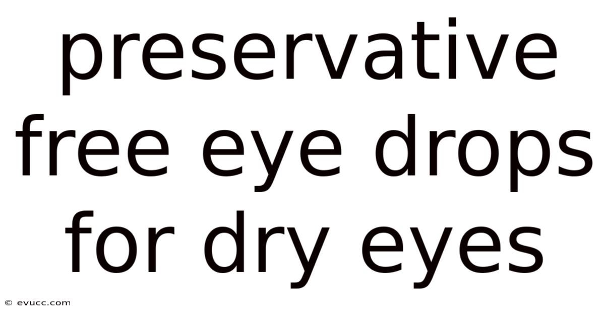 Preservative Free Eye Drops For Dry Eyes