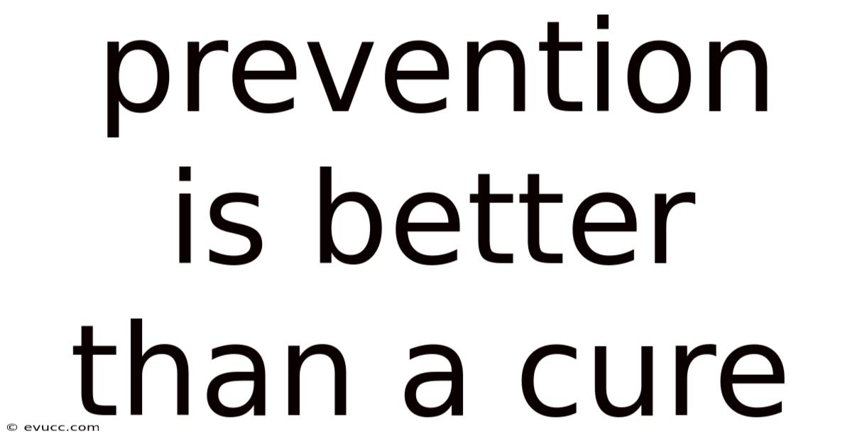 Prevention Is Better Than A Cure