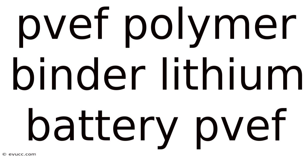 Pvef Polymer Binder Lithium Battery Pvef
