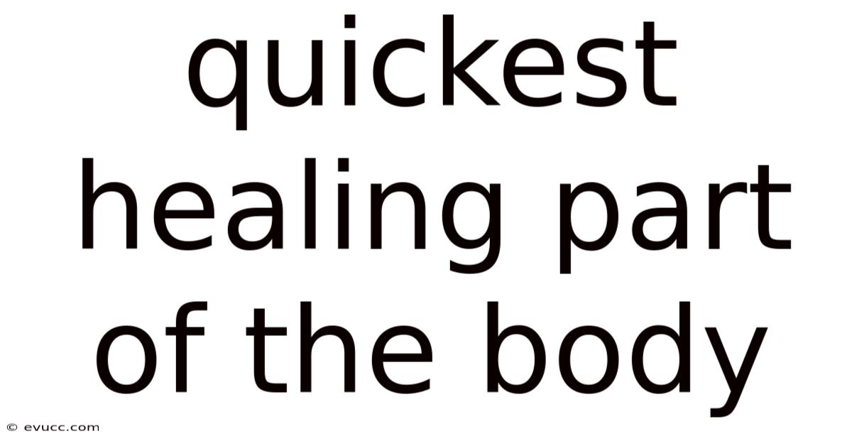 Quickest Healing Part Of The Body