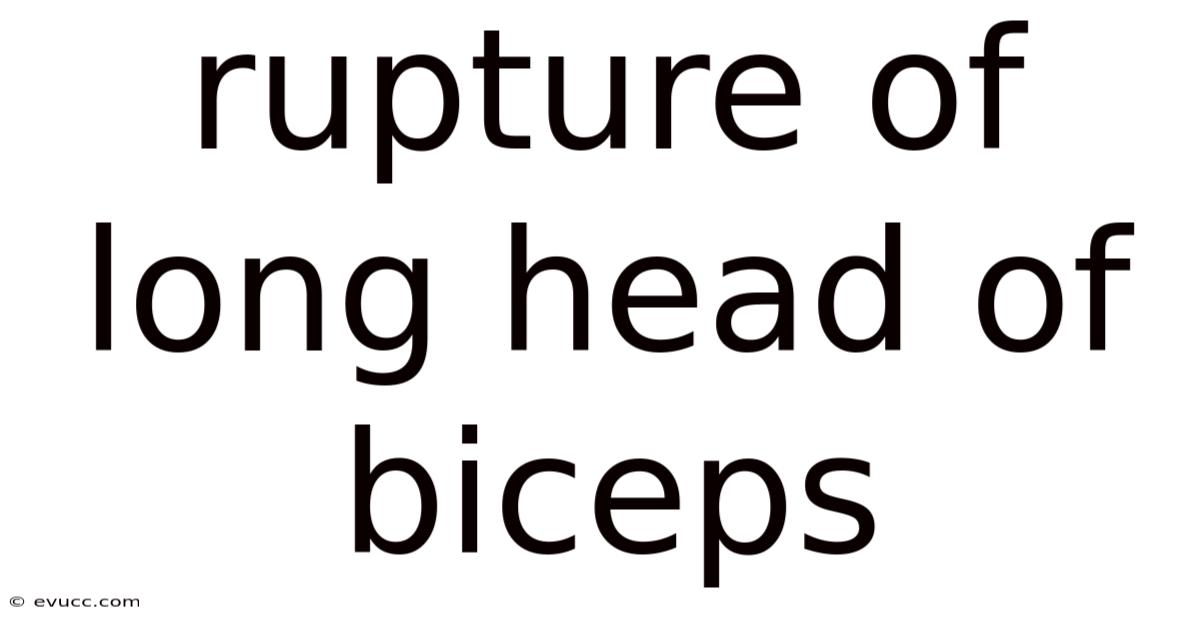 Rupture Of Long Head Of Biceps