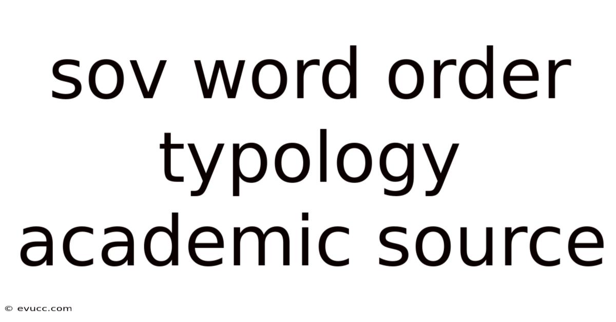 Sov Word Order Typology Academic Source