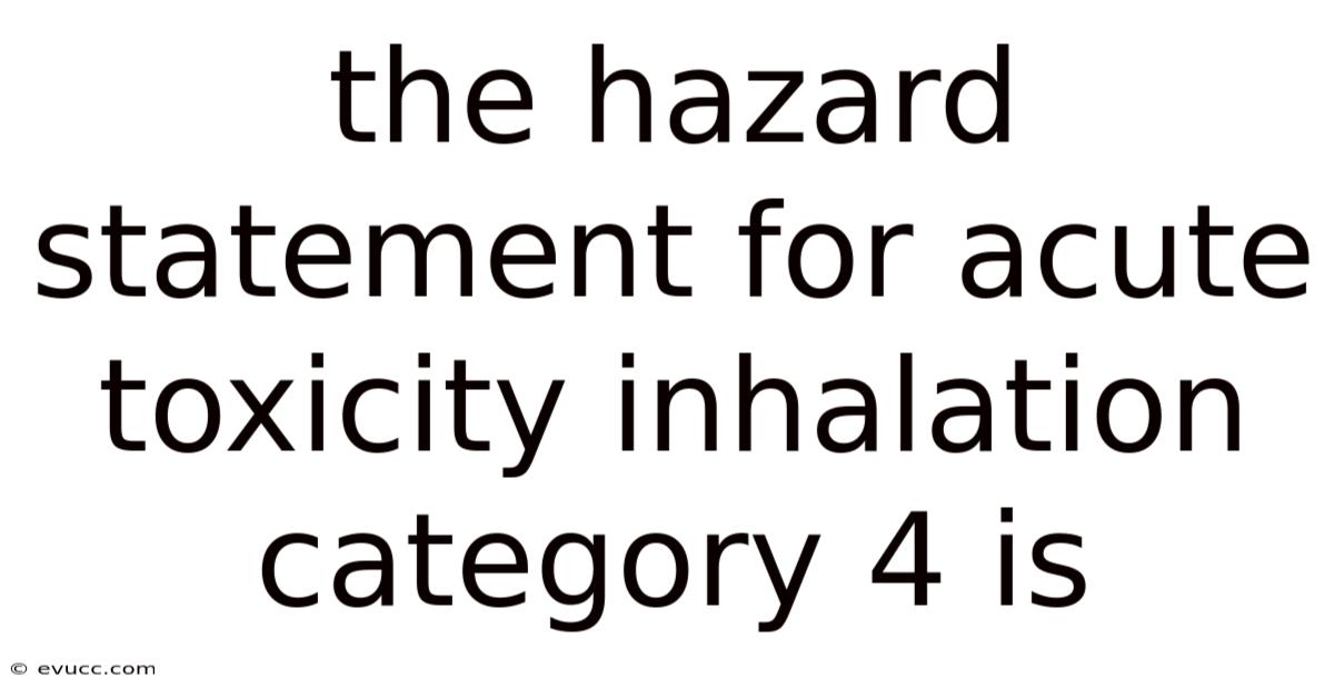 The Hazard Statement For Acute Toxicity Inhalation Category 4 Is