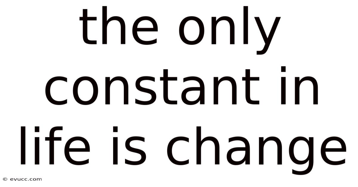 The Only Constant In Life Is Change