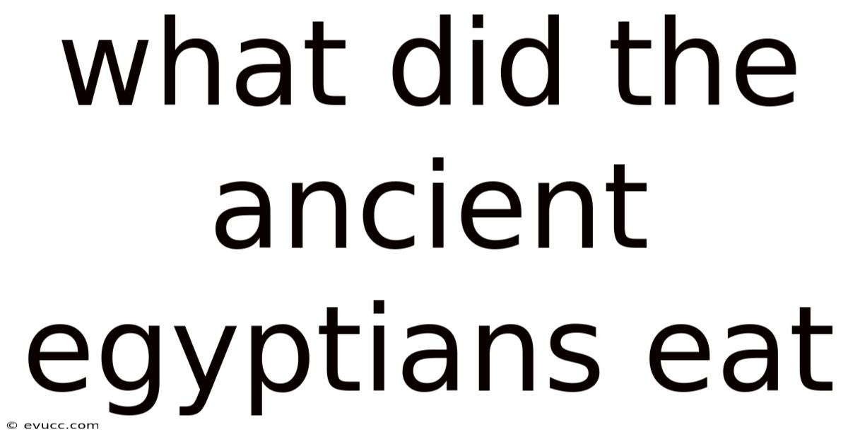 What Did The Ancient Egyptians Eat